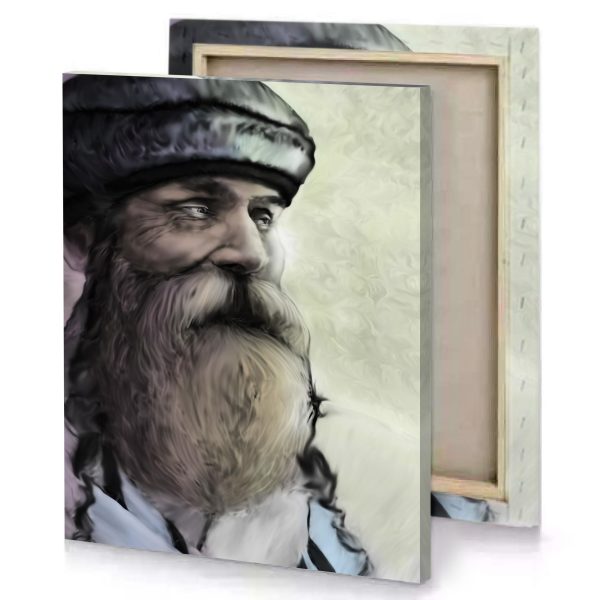 a man with beard and hat silver canvas - Image 4