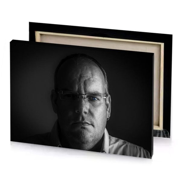 a man with glasses and tie smoky black canvas - Image 4