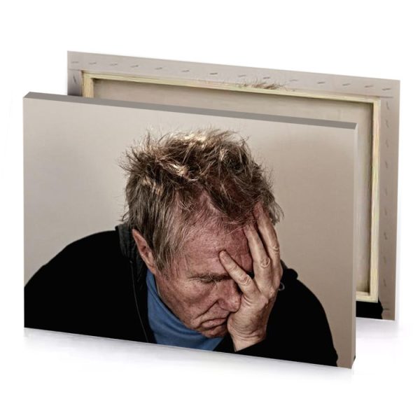 a man with messy hair covering his face camouflage green canvas - Image 4