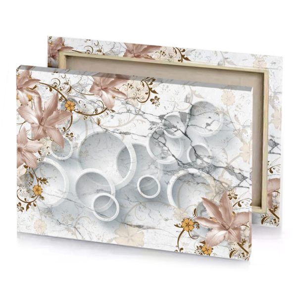 a marble background with flowers and swirls silver canvas - Image 4