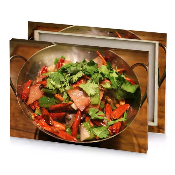 a metal bowl filled with vegetables and herbs yellow green canvas - Image 4