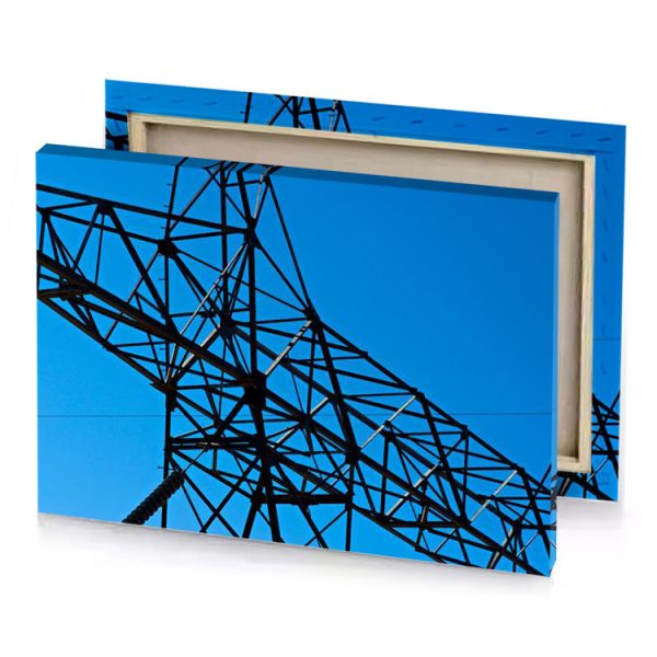a metal structure with wires and denim blue canvas - Image 4