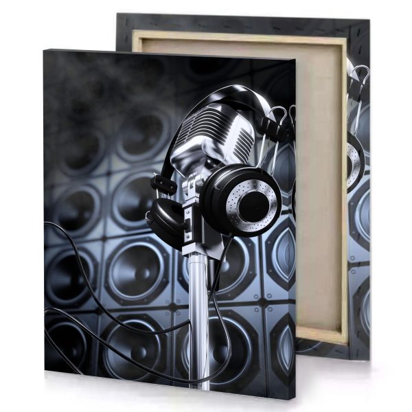 a microphone with stand in the background slate gray canvas - Image 4