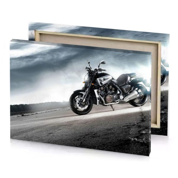a motorcycle is parked on the side of road manatee canvas - Image 4