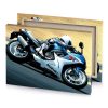 a motorcycle is racing on track smoky black canvas - Image 4
