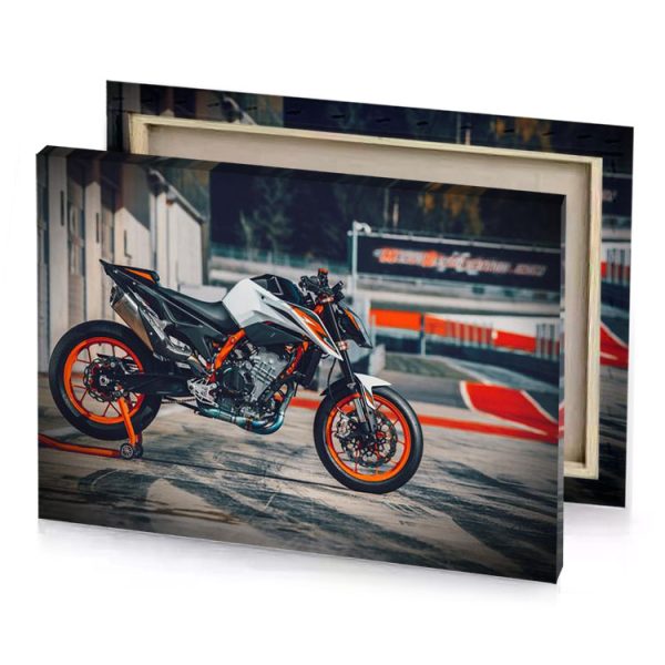 a motorcycle parked in parking with sign manatee canvas - Image 4