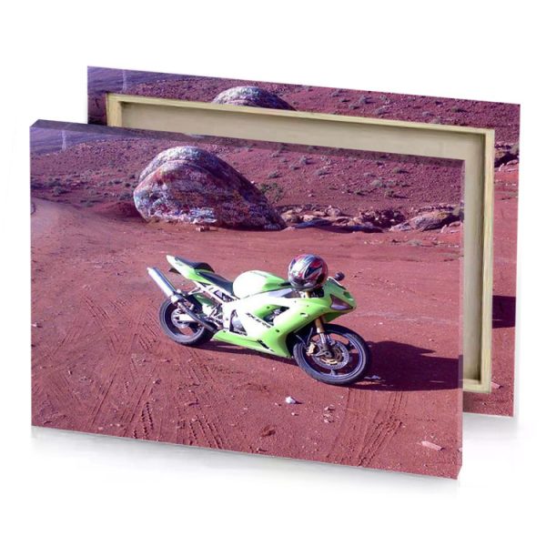 a motorcycle parked on dirt road in the desert pearl canvas - Image 4