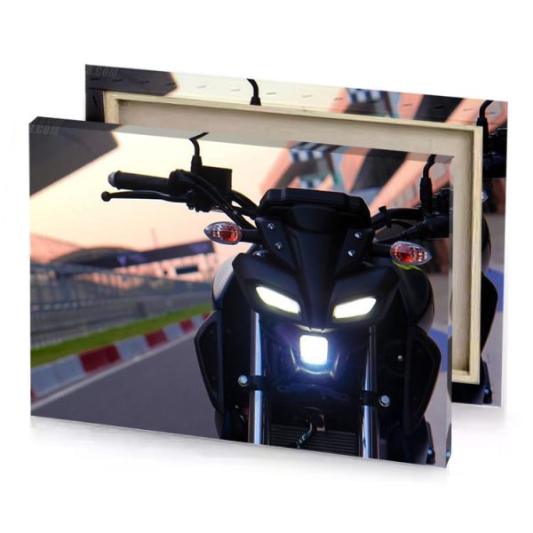 a motorcycle parked on street with light smoky black canvas - Image 4
