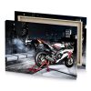 a motorcycle parked on the side of road silver canvas - Image 4
