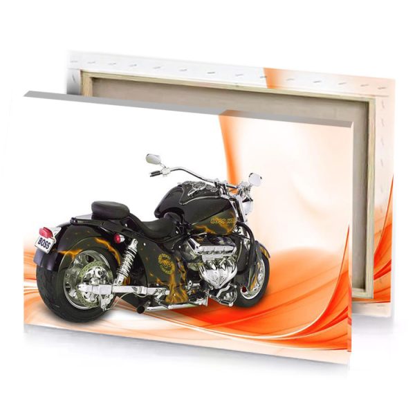 a motorcycle with red and orange design bistre canvas - Image 4