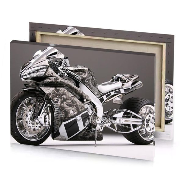 a motorcycle with white and black design on it manatee canvas - Image 4