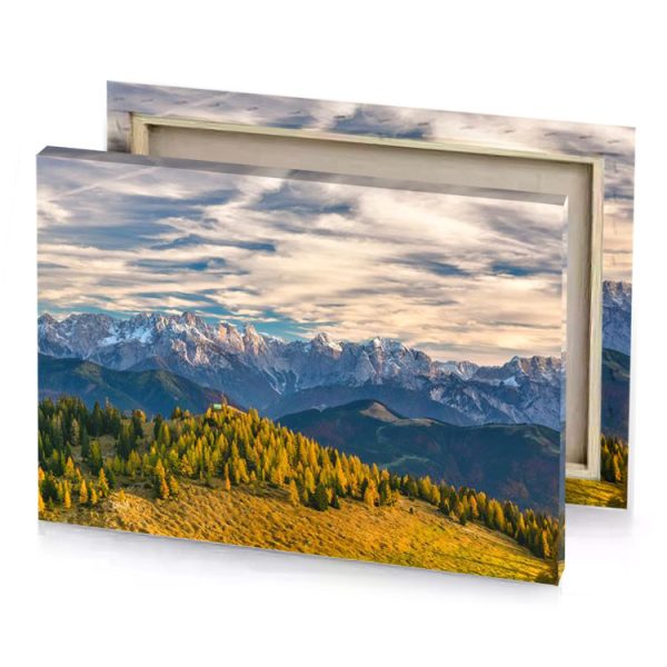a mountain range with few trees in the fore teal blue canvas - Image 4