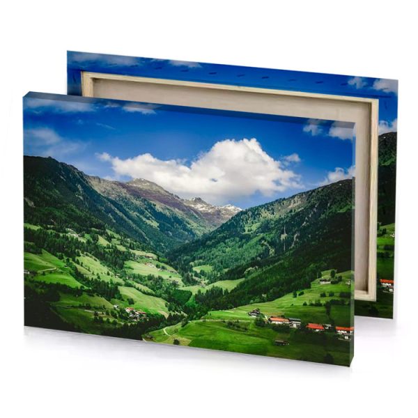 a mountain range with small town in the middle charcoal canvas - Image 4
