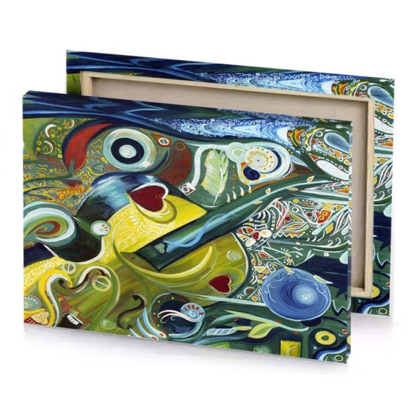 a painting of bird and on green background banana yellow canvas - Image 4