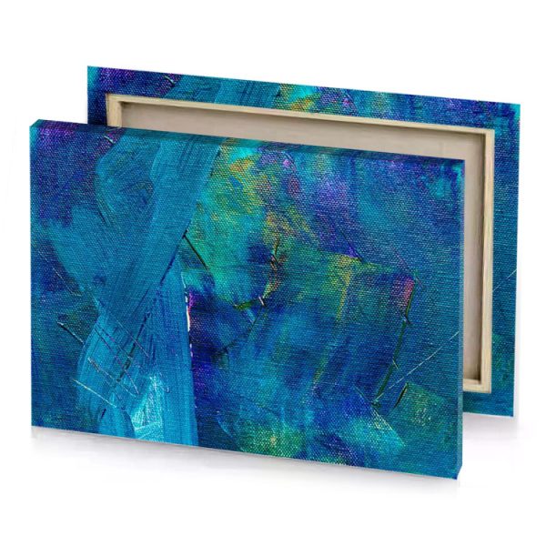 a painting of blue and green abstract dark cyan canvas - Image 4