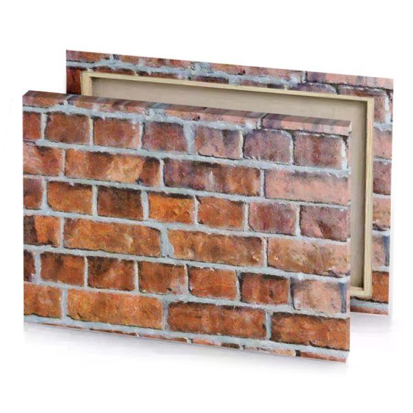 a painting of brick wall rose quartz canvas - Image 4