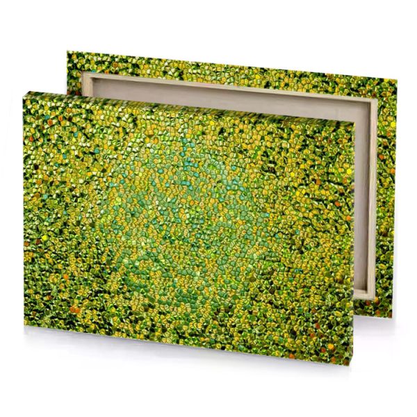 a painting of green field with lots yellow flowers canvas - Image 4