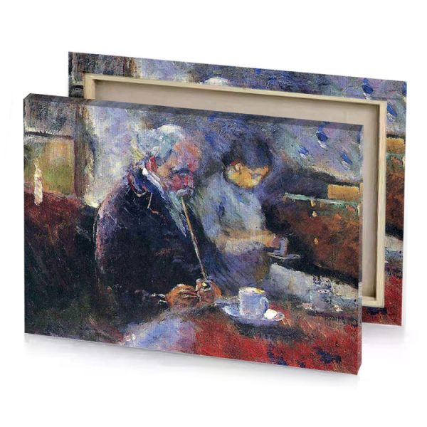 a painting of man sitting at table charcoal canvas - Image 4
