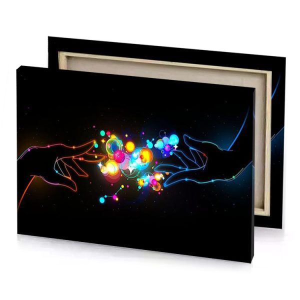 a person holding colorful object in their hands canary yellow canvas - Image 4