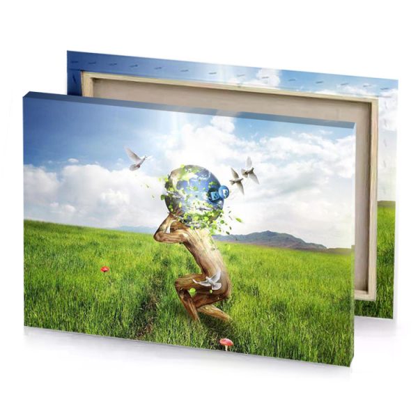 a person in field with globe yellow green canvas - Image 4