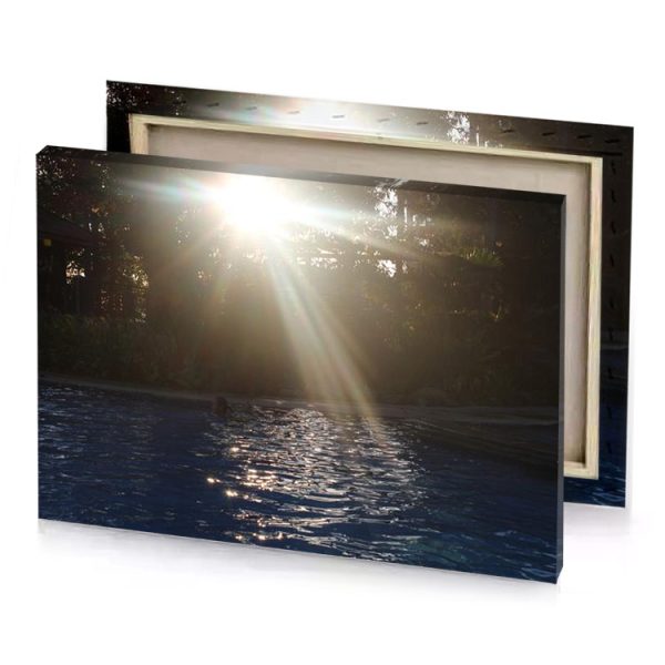 a person in pool with the sun shining camouflage green canvas - Image 4