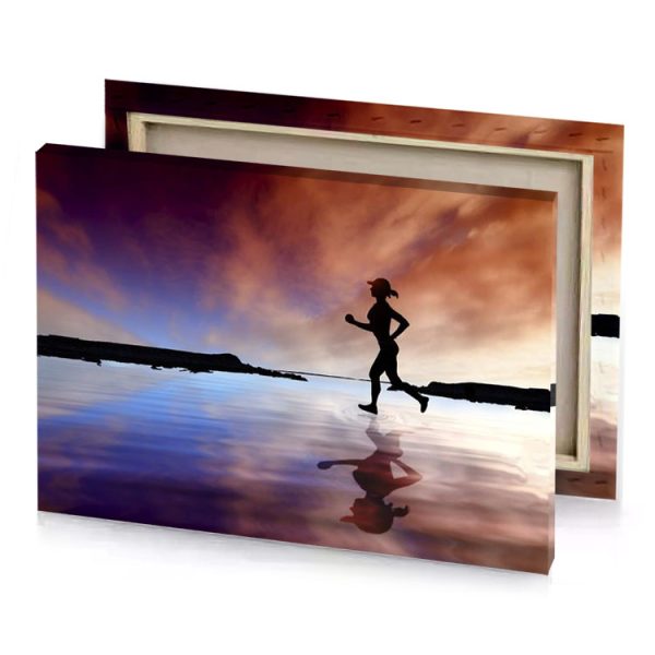 a person is running on the beach zinnwaldite brown canvas - Image 4