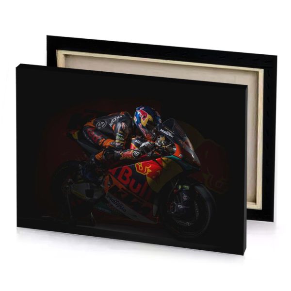 a person on motorcycle in dark room bistre canvas - Image 4
