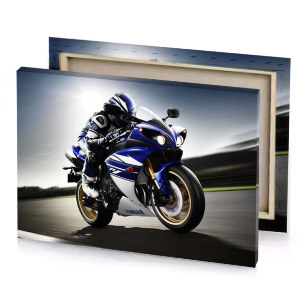 a person riding blue motorcycle on track smoky black canvas - Image 4