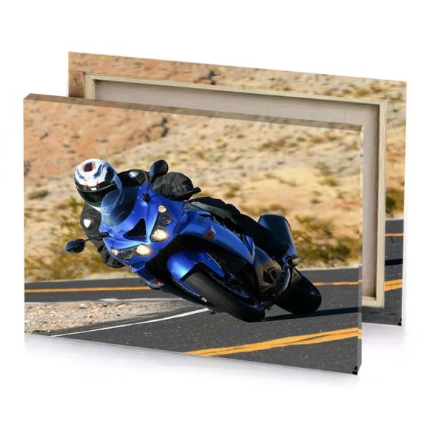 a person riding motorcycle down road lapis lazuli canvas - Image 4
