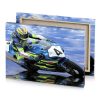a person riding motorcycle on body of water smoky black canvas - Image 4