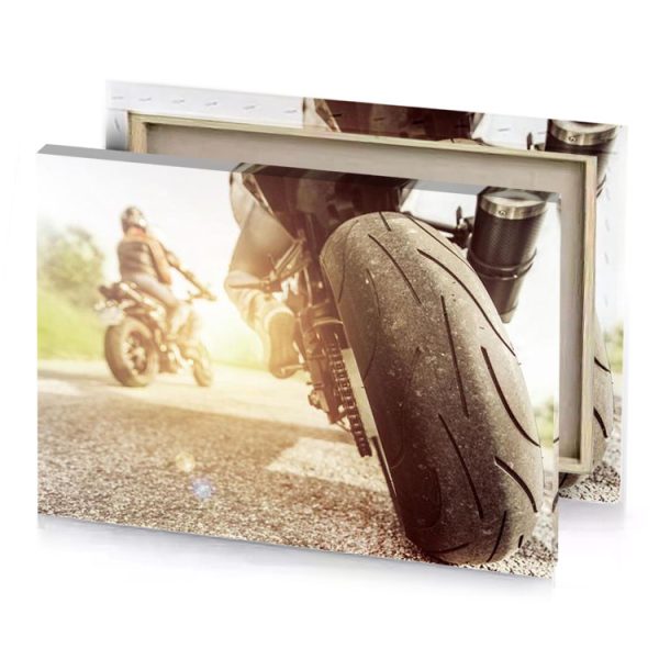 a person riding motorcycle on road garnet canvas - Image 4