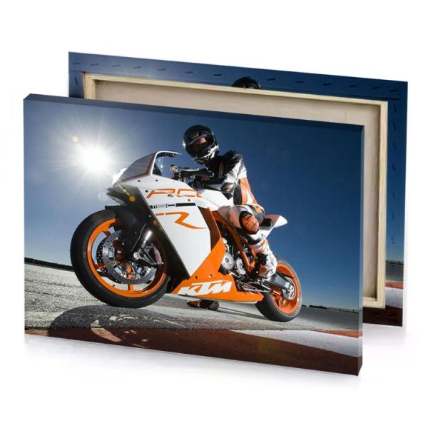 a person riding motorcycle on road tangerine canvas - Image 4