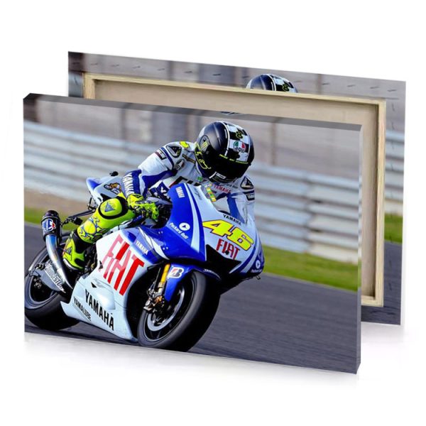 a person riding motorcycle on track medium blue canvas - Image 4