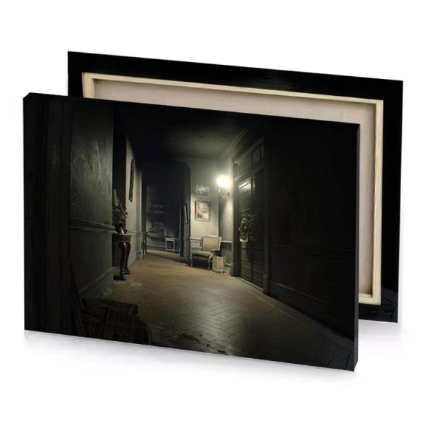 a person standing in dark hallway camouflage green canvas - Image 4