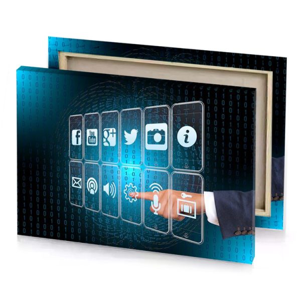 a person touching touch screen with finger maximum blue canvas - Image 4