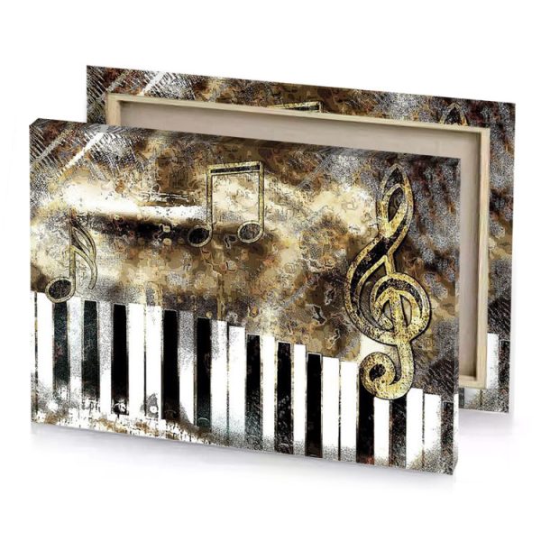 a piano and keyboard with music notes rosy brown canvas - Image 4