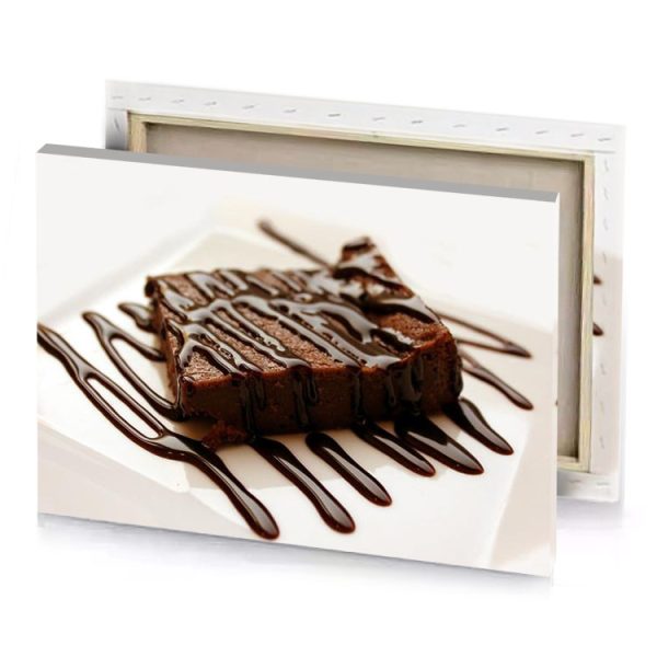 a piece of chocolate cake on white plate smoky black canvas - Image 4