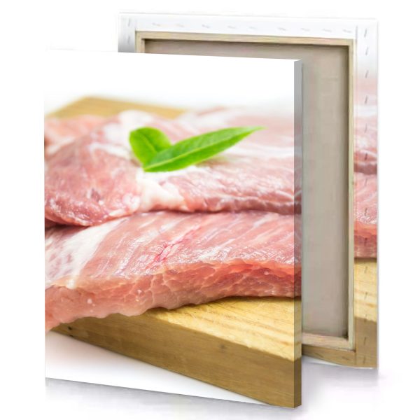 a piece of meat with leaf on top white smoke canvas - Image 4