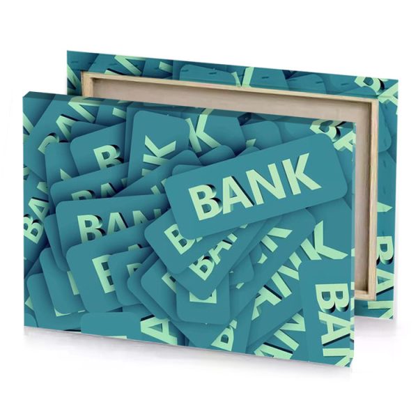 a pile of bank notes teal blue canvas - Image 4