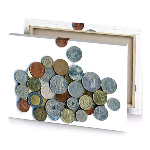 a pile of coins camouflage green canvas - Image 4