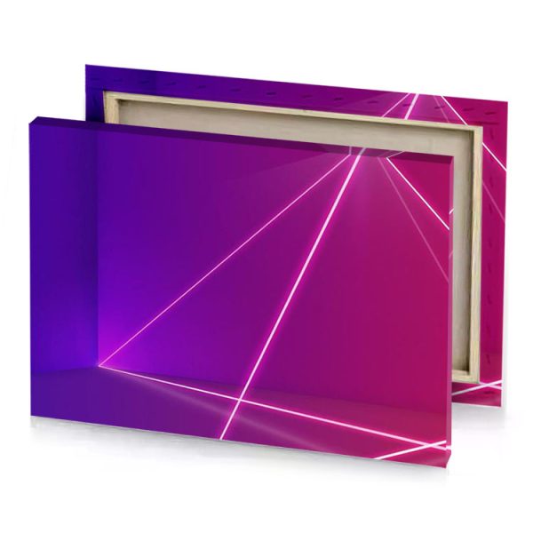 a pink and purple triangle with light coming out canvas - Image 4