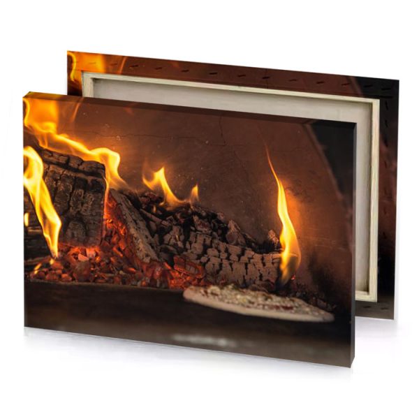 a pizza is being cooked in wood fire bistre canvas - Image 4