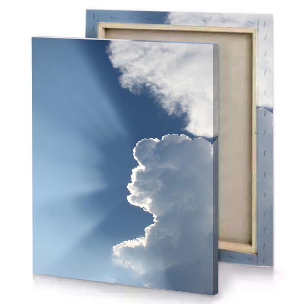 a plane flying in the sky with cloud background teal blue canvas - Image 4