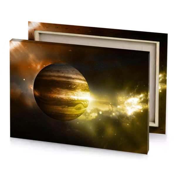 a planet with bright yellow glow in the background dark khaki canvas - Image 4
