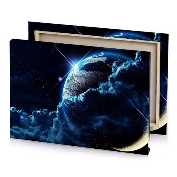 a planet with crescent in the middle charcoal canvas - Image 4