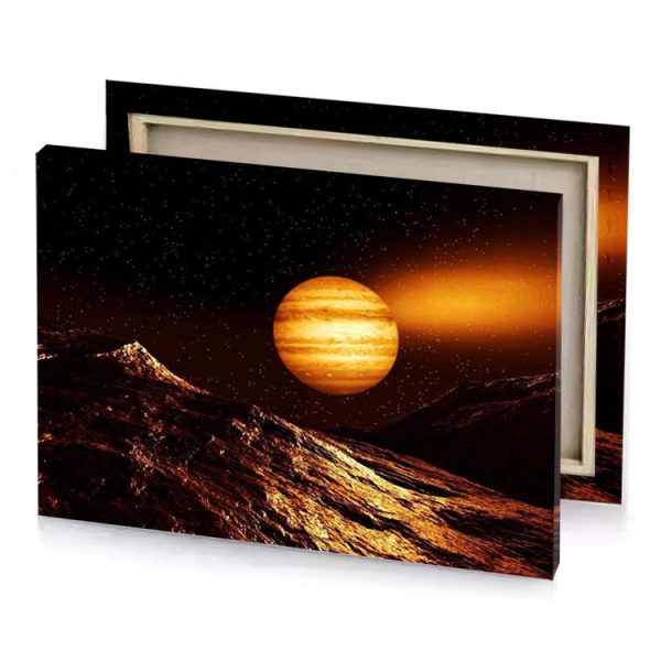 a planet with star in the background yellow orange canvas - Image 4