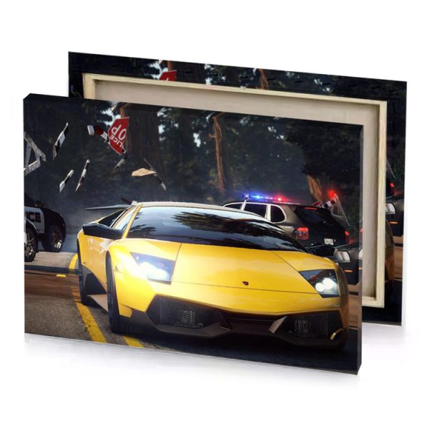 a police car is parked in parking yellow orange canvas - Image 4