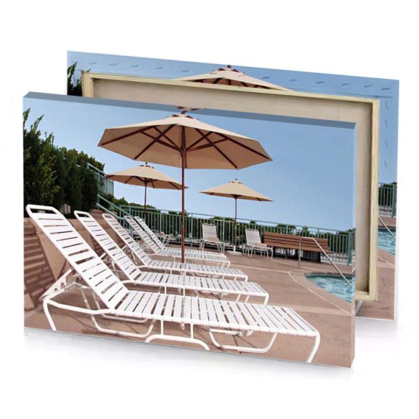 a pool with chair and umbrellas light steel blue canvas - Image 4