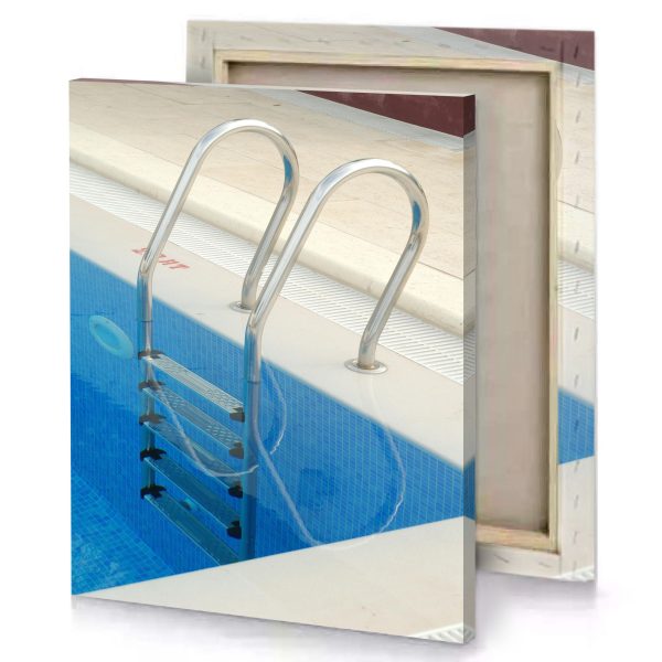 a pool with ladder and swimming steel blue canvas - Image 4