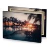 a pool with palm trees and sunset rosy brown canvas - Image 4